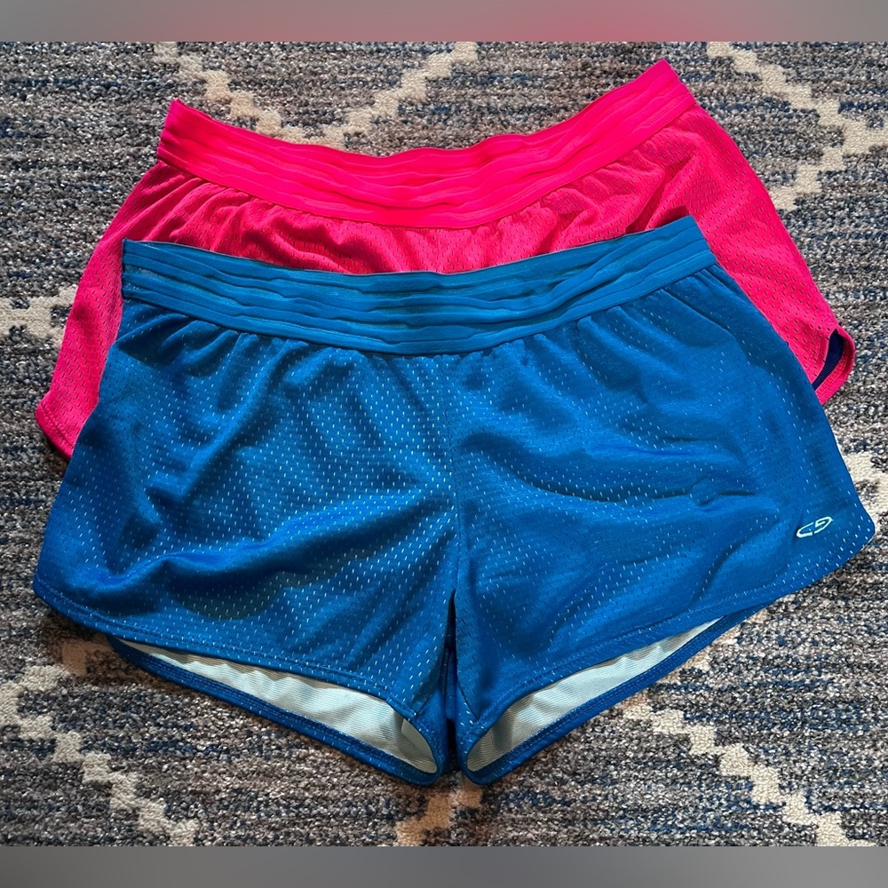 2 Pair of Champion Size L Running Shorts Pink/Blue